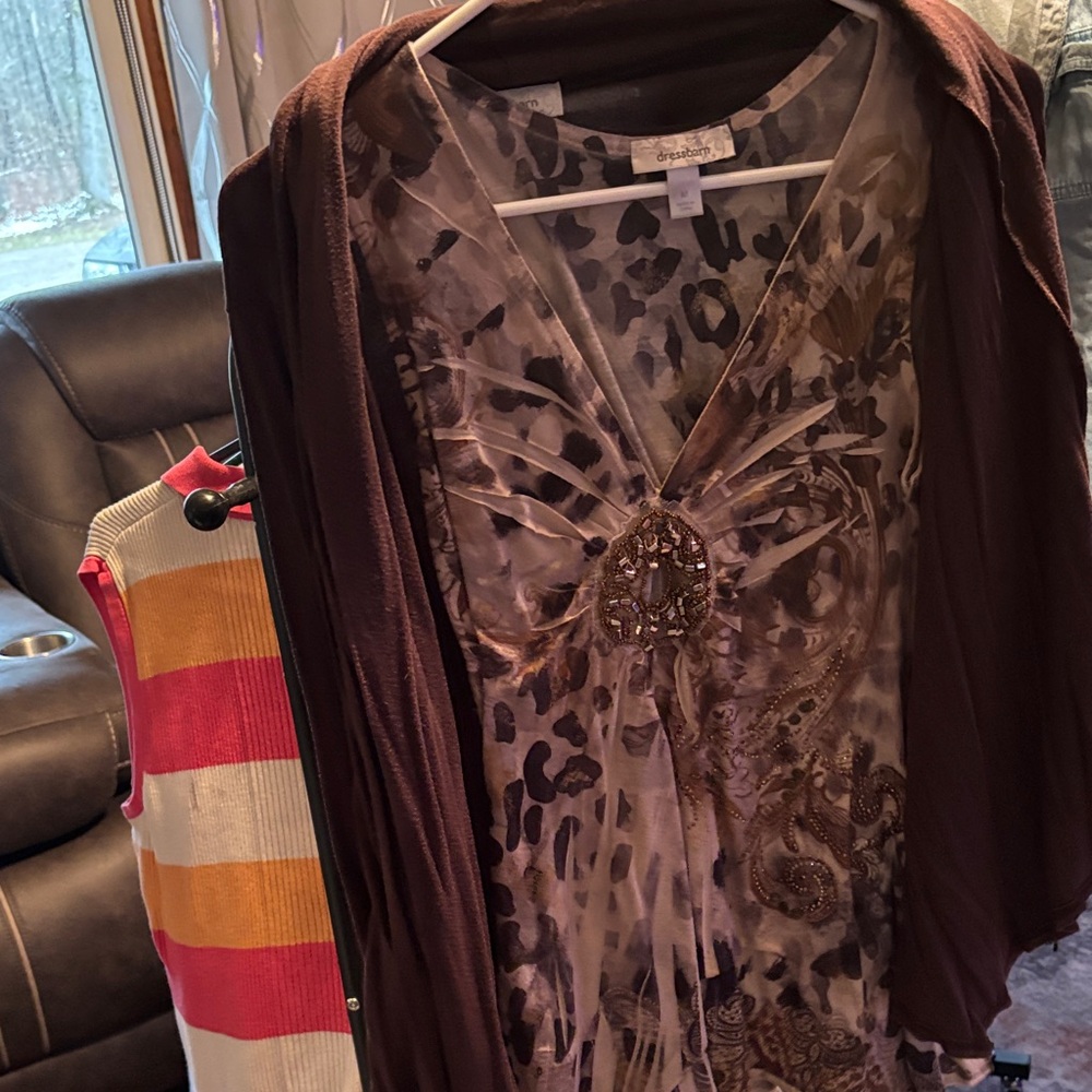 Dress Barn Brown and Cream Blouse